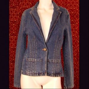 SPIEGEL blue cotton denim blazer jacket 6💥🕛